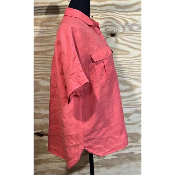 J Crew Baird McNutt Linen Women's Popover Top Coral Size 8 Beachy Boxy Casual - Picture 5 of 8